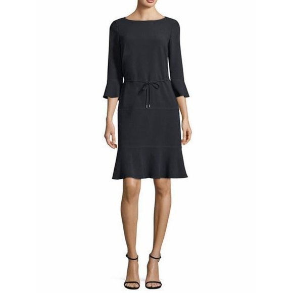 Hugo Boss "Henryke" Black Half Sleeve Fit & Flare Dress, Size 10 NWT! - Picture 1 of 8